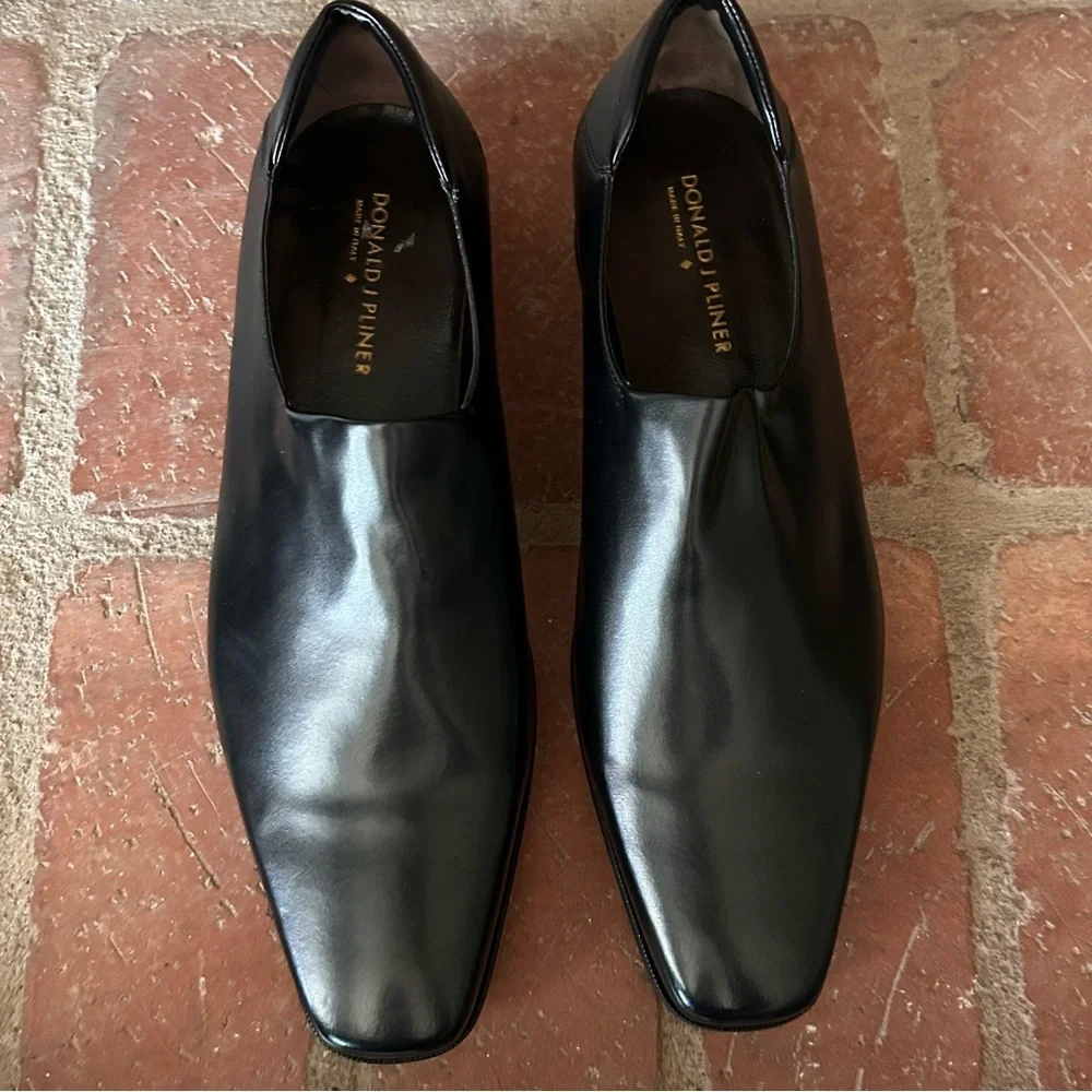 Donald J. Pliner Men’s Nappa Stretch Rex Leather Loafers in Black Sz 11.5